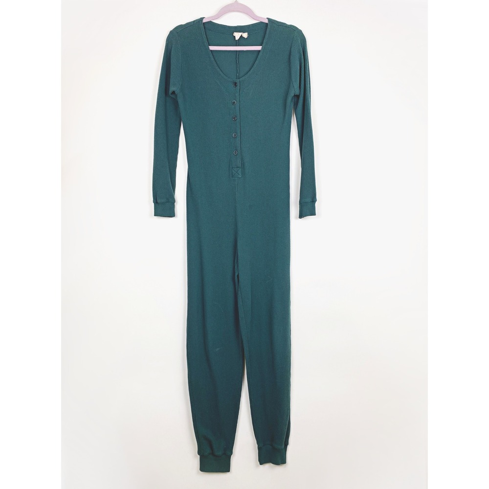 Victorias Secret Vintage 80s Waffle Thermal Henley Pajama Onesie XS Cabincore
